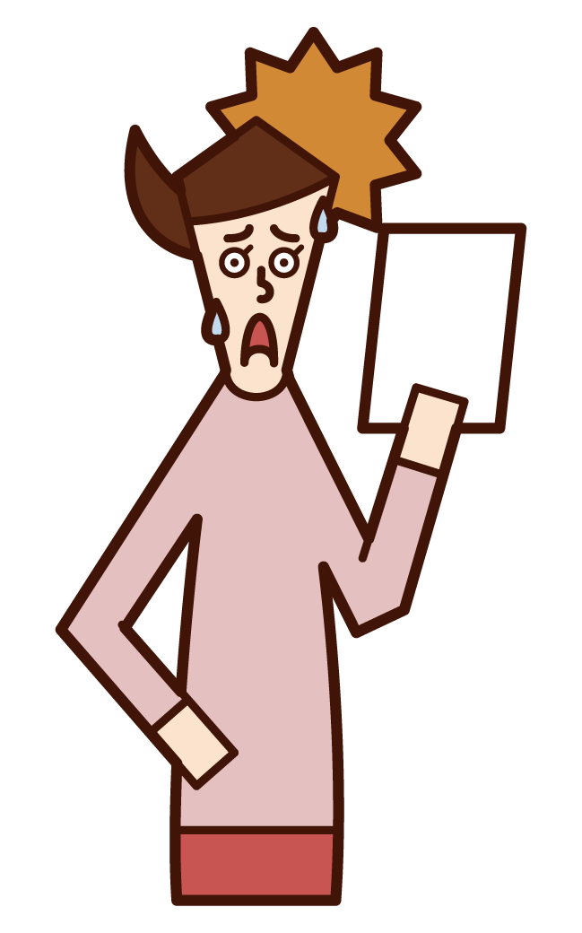 Illustration of a woman who is surprised to see the documents