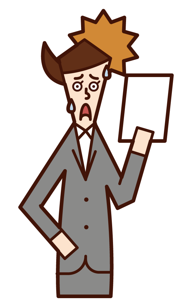 Illustration of a man who is surprised to see the documents