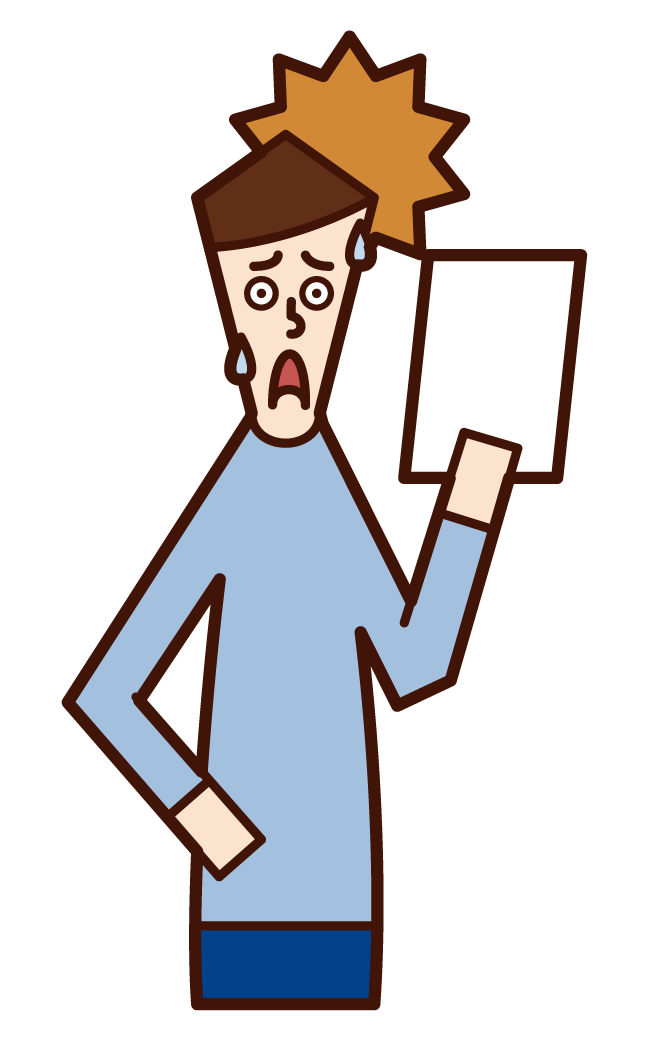 Illustration of a man who is surprised to see the documents