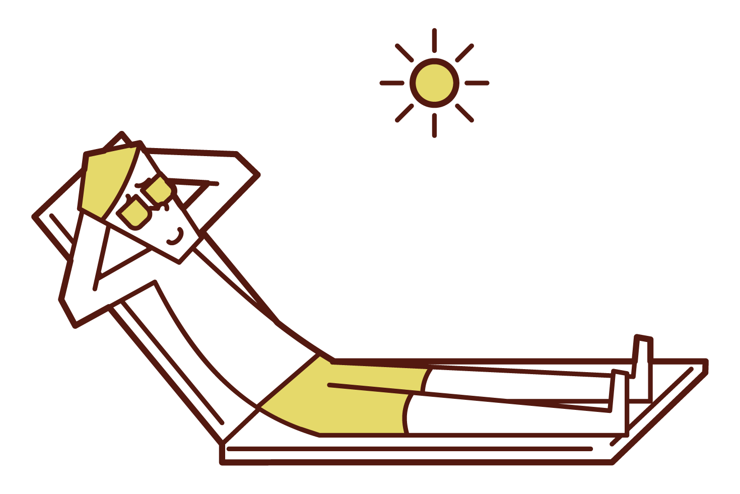 Illustration of a man sunbathing on the beach