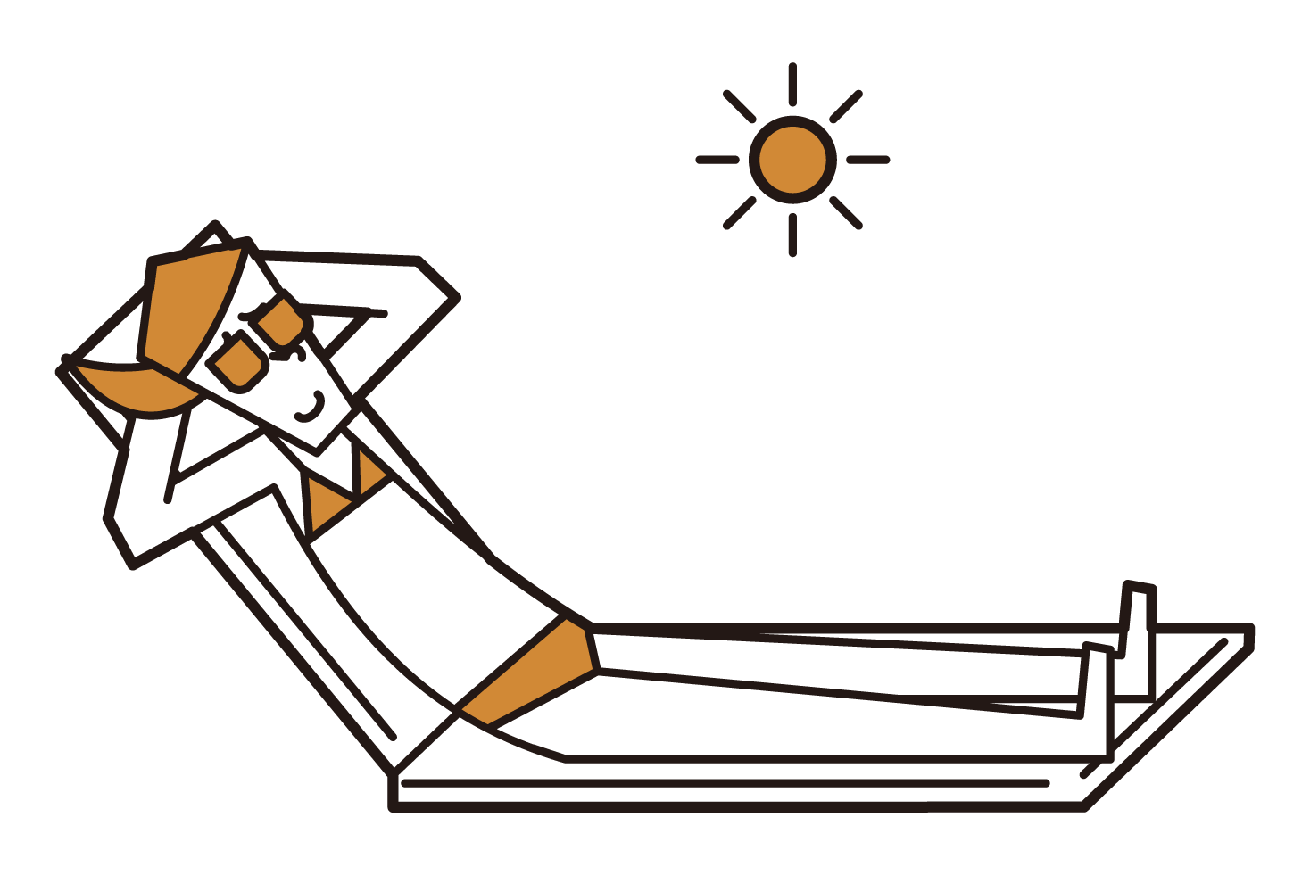 Illustration of a woman sunbathing on the beach