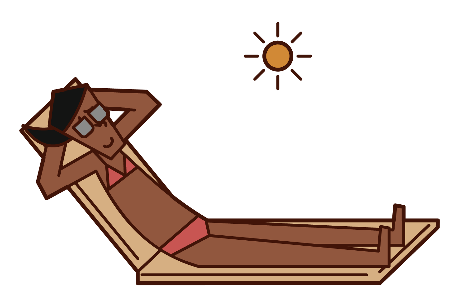 在海灘上曬太陽的人（女性）的插圖