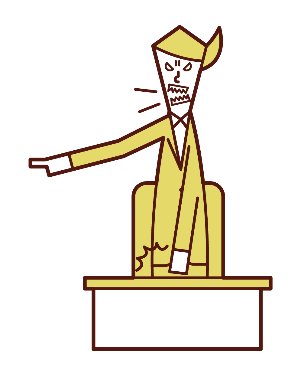 Illustration of a boss (woman) who gets angry with her finger