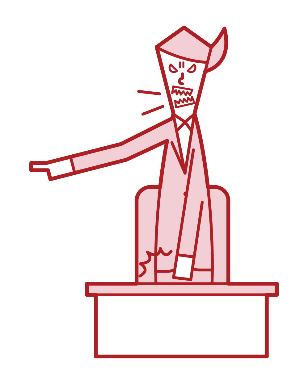 Illustration of a boss (woman) who gets angry with her finger
