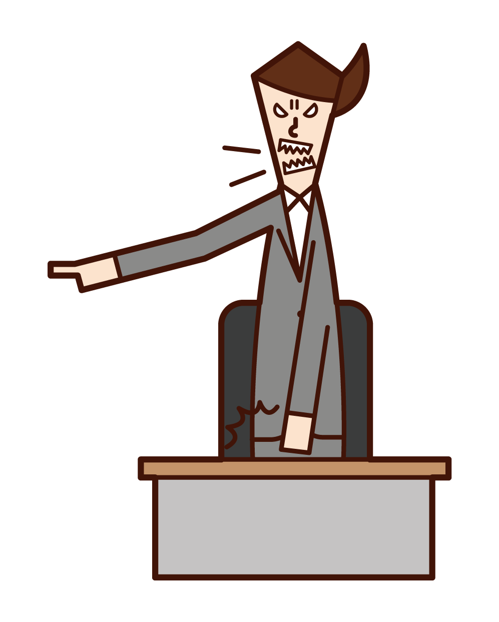 Illustration of a boss (male) who gets angry with his finger