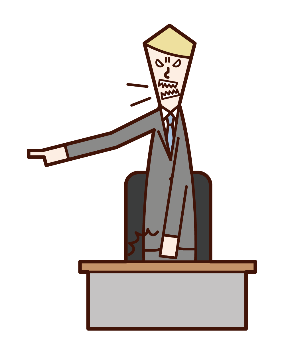 Illustration of a boss (male) who gets angry with his finger