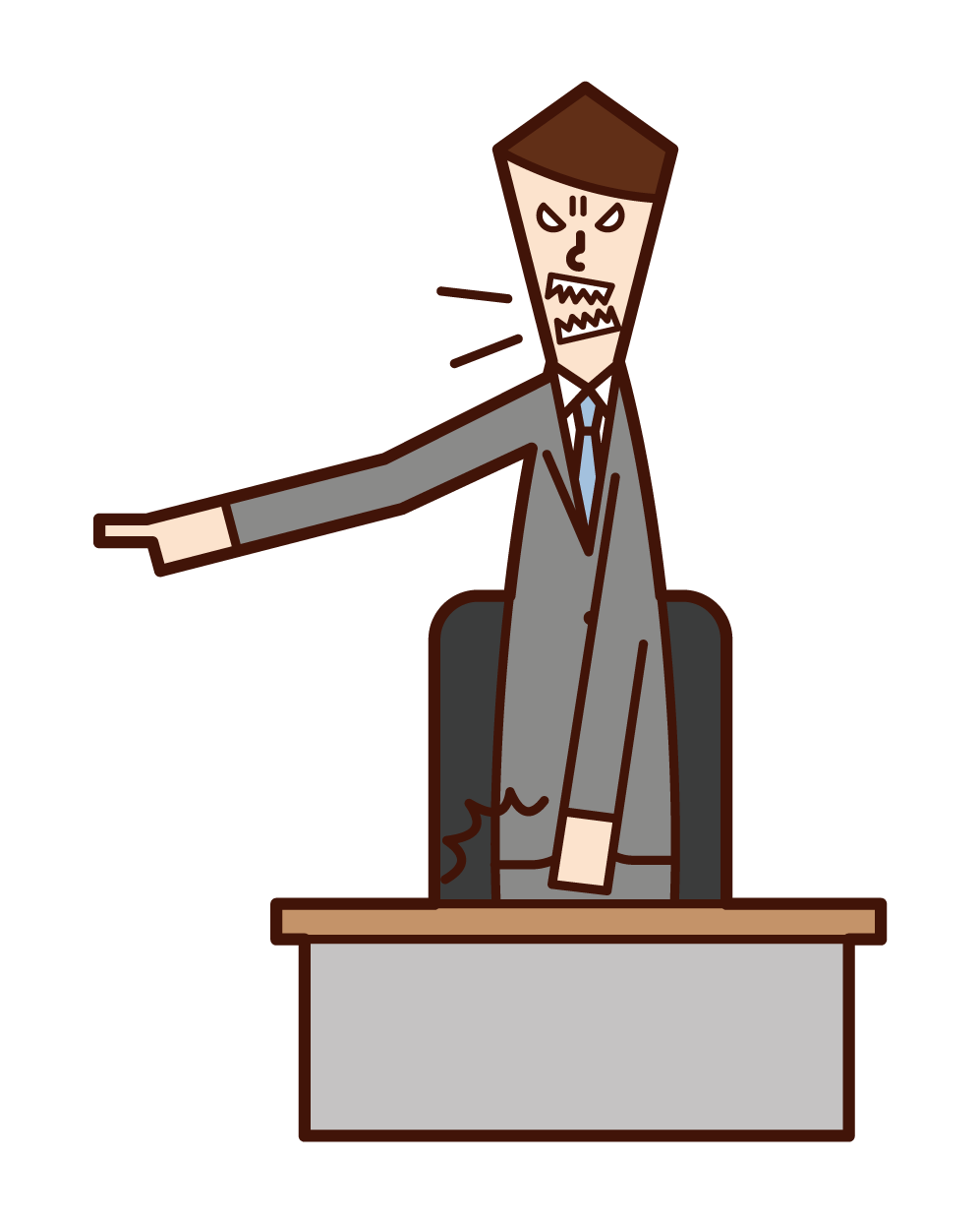 Illustration of a boss (male) who gets angry with his finger