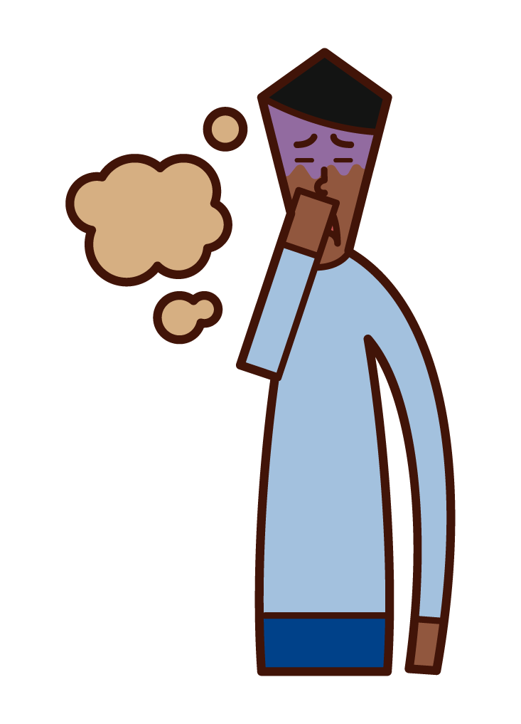 Illustration of a man (male) who smells and suppresses his nose