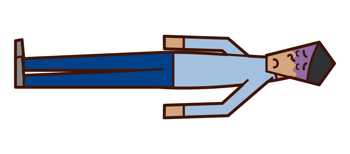Illustration of a man who is unwell and is lying down