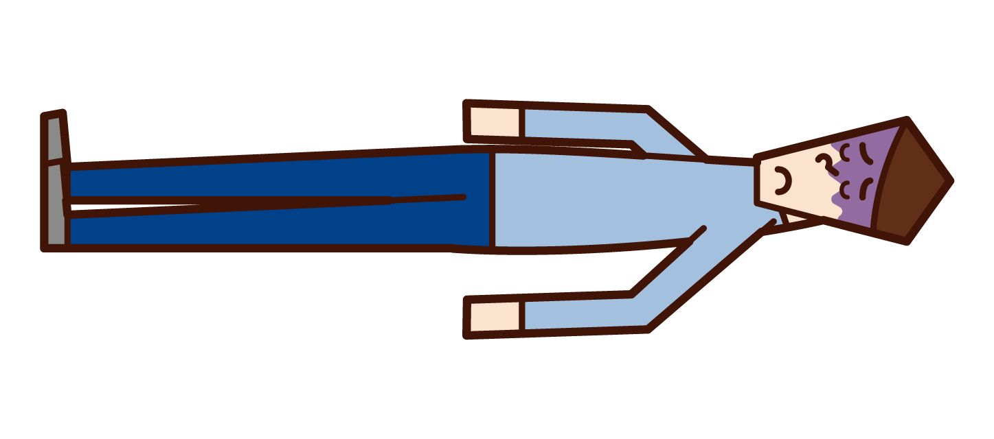 Illustration of a man who is unwell and is lying down