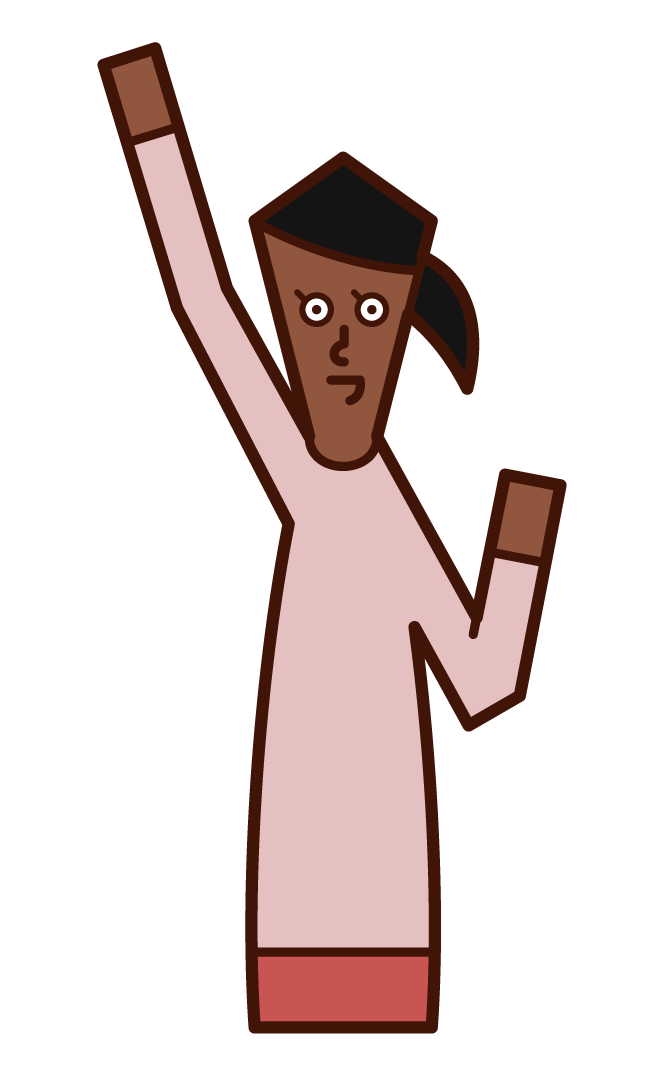 Illustration of a woman raising his fist high
