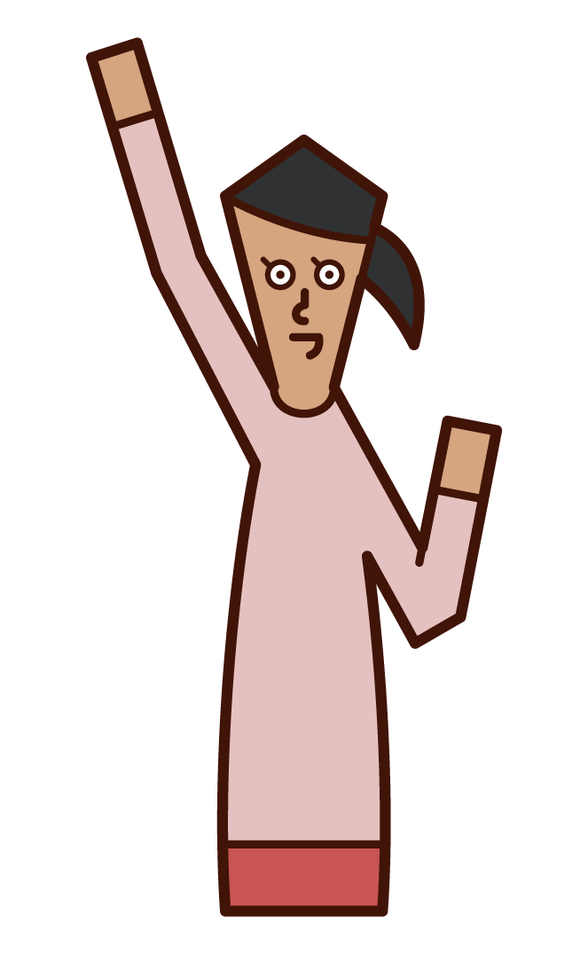 Illustration of a woman raising his fist high