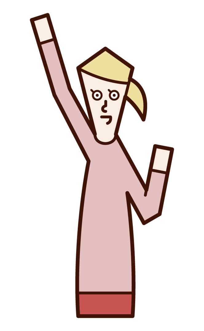 Illustration of a woman raising his fist high