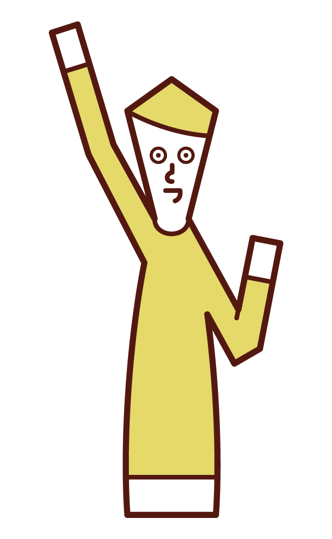 Illustration of a man raising his fist high