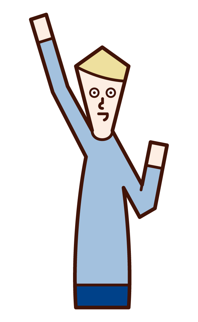 Illustration of a man raising his fist high