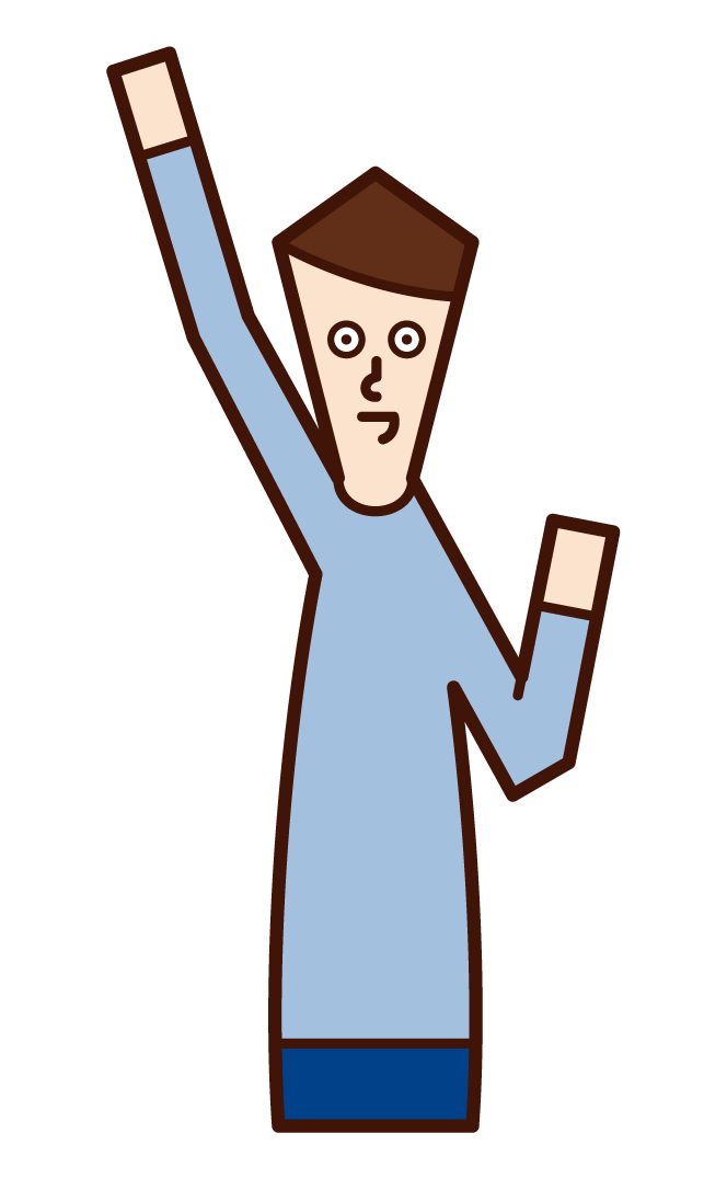 Illustration of a man raising his fist high