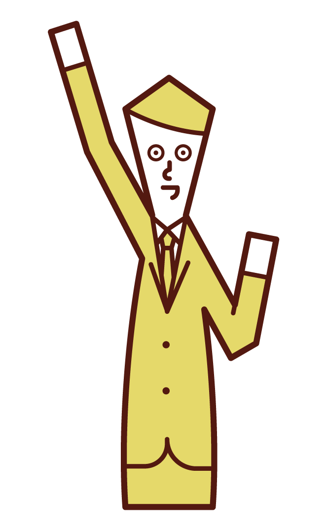 Illustration of a man pushing his fist high