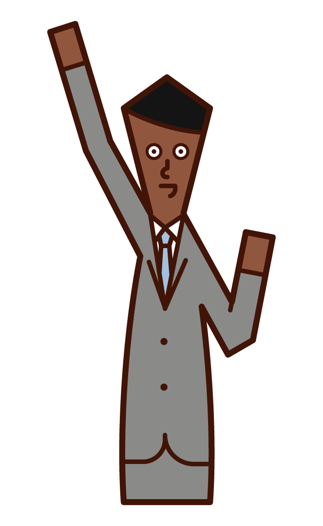 Illustration of a man pushing his fist high
