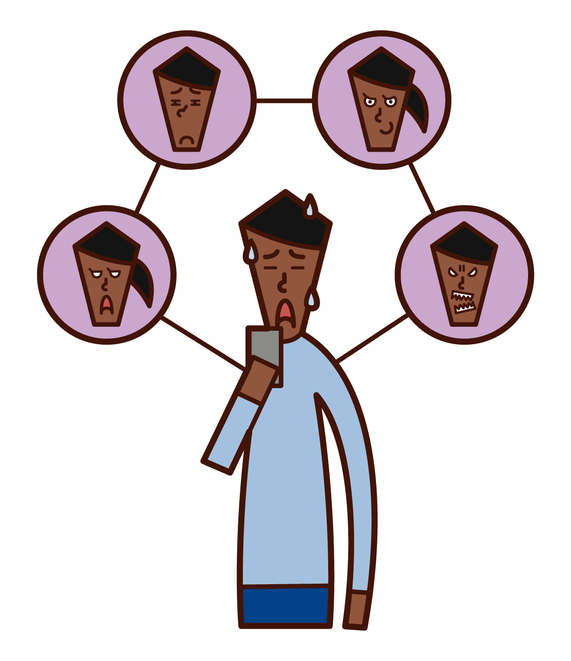 Illustration of a man who suffers from human relationships