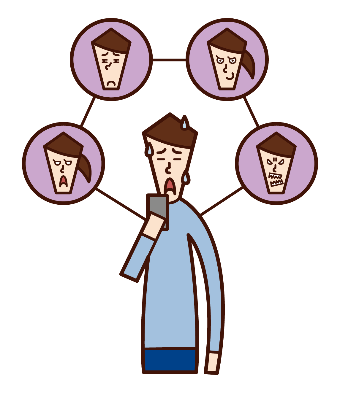 Illustration of a man who suffers from human relationships