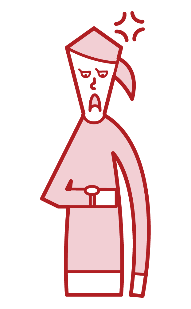 Illustration of a woman who is irritated by waiting for a long time