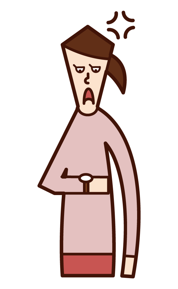 Illustration of a woman who is irritated by waiting for a long time