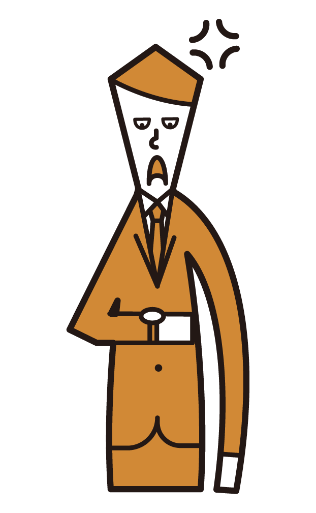Illustration of a man who is irritated by waiting for a long time