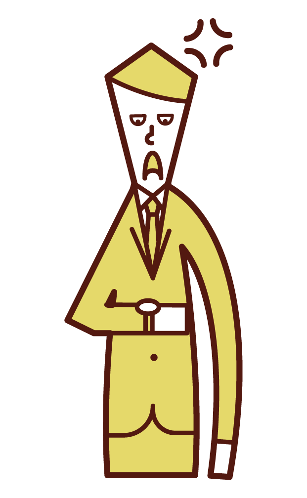 Illustration of a man who is irritated by waiting for a long time