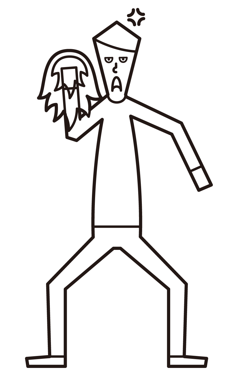 Illustration of a man who burns in anger
