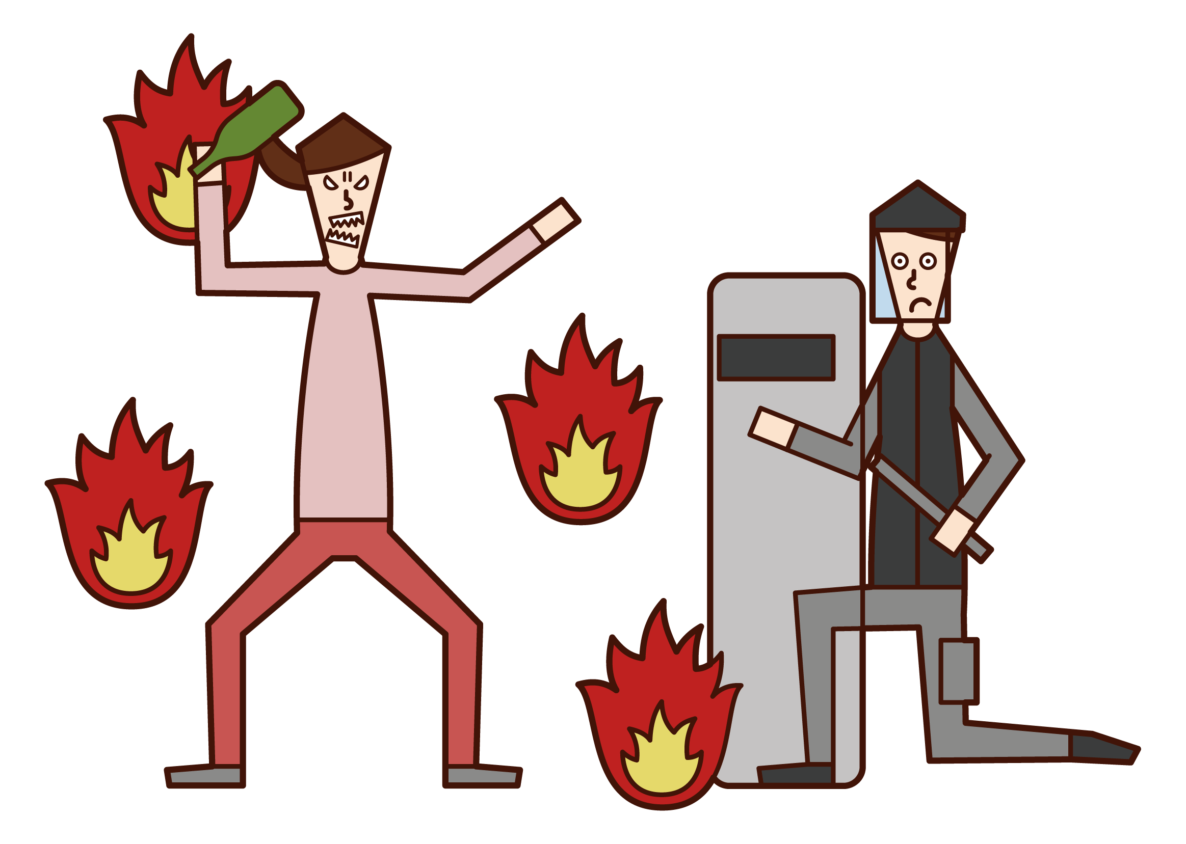 Illustration of a mob of protesters (males)