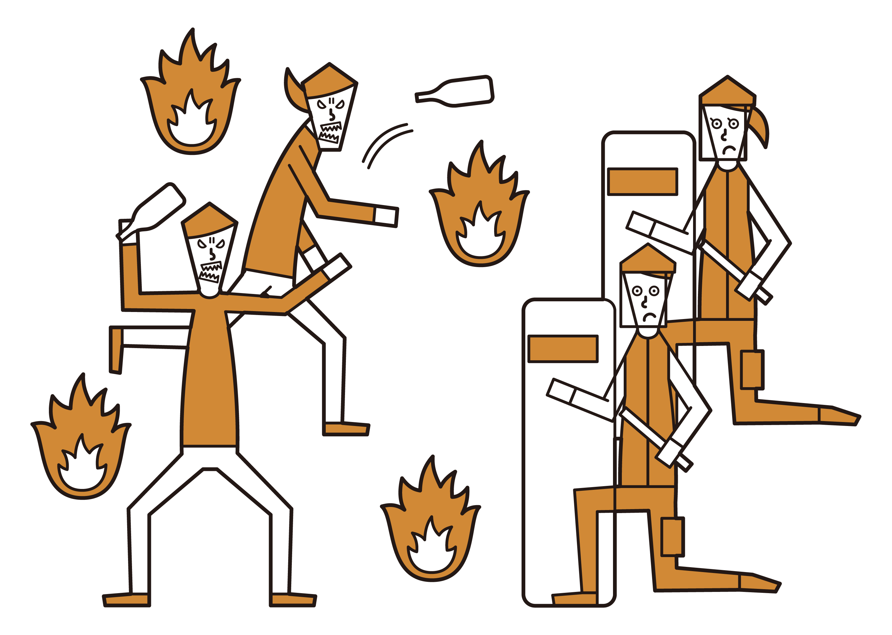Illustration of a mob-turned-protester