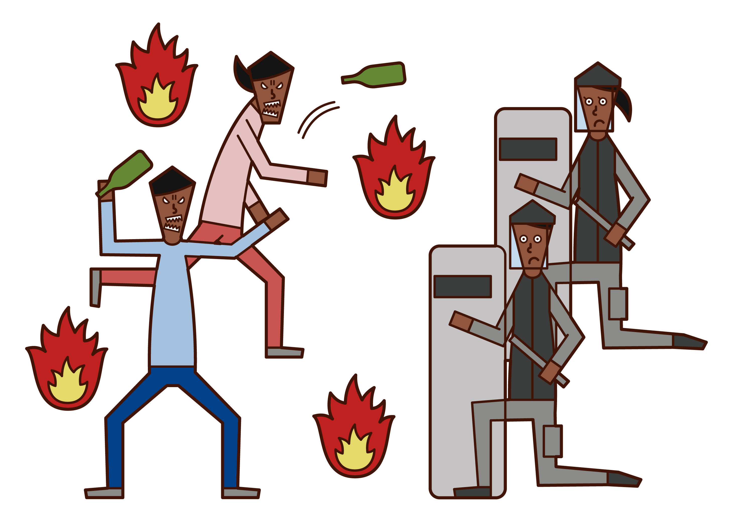 Illustration of a mob-turned-protester