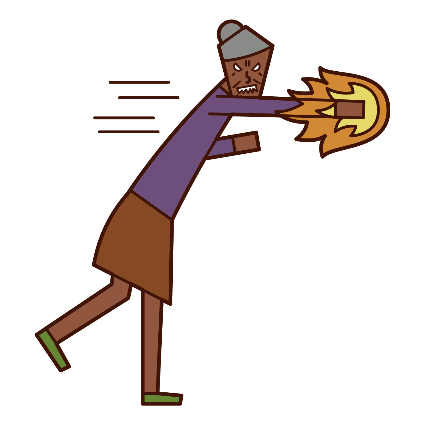 Illustration of a person (grandmother) who shoots a punch of anger