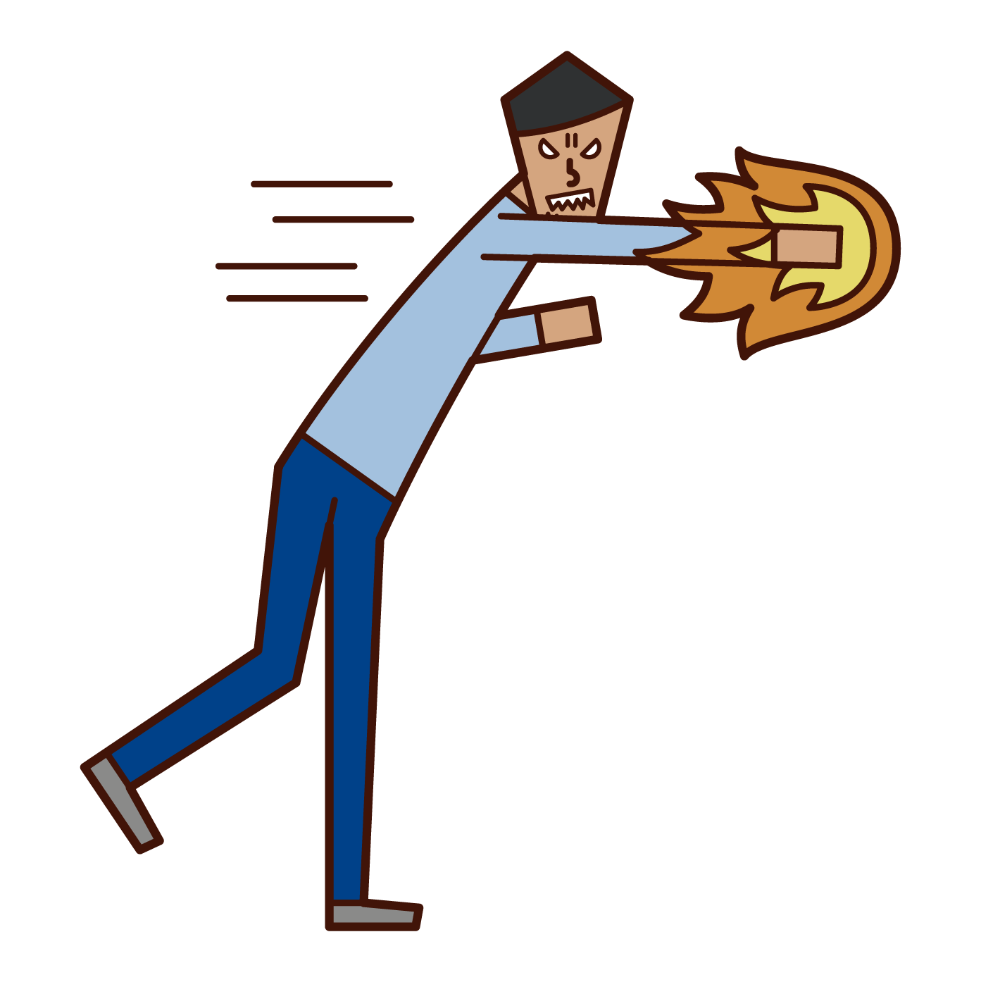 Illustration of a man (male) who shoots a punch of anger