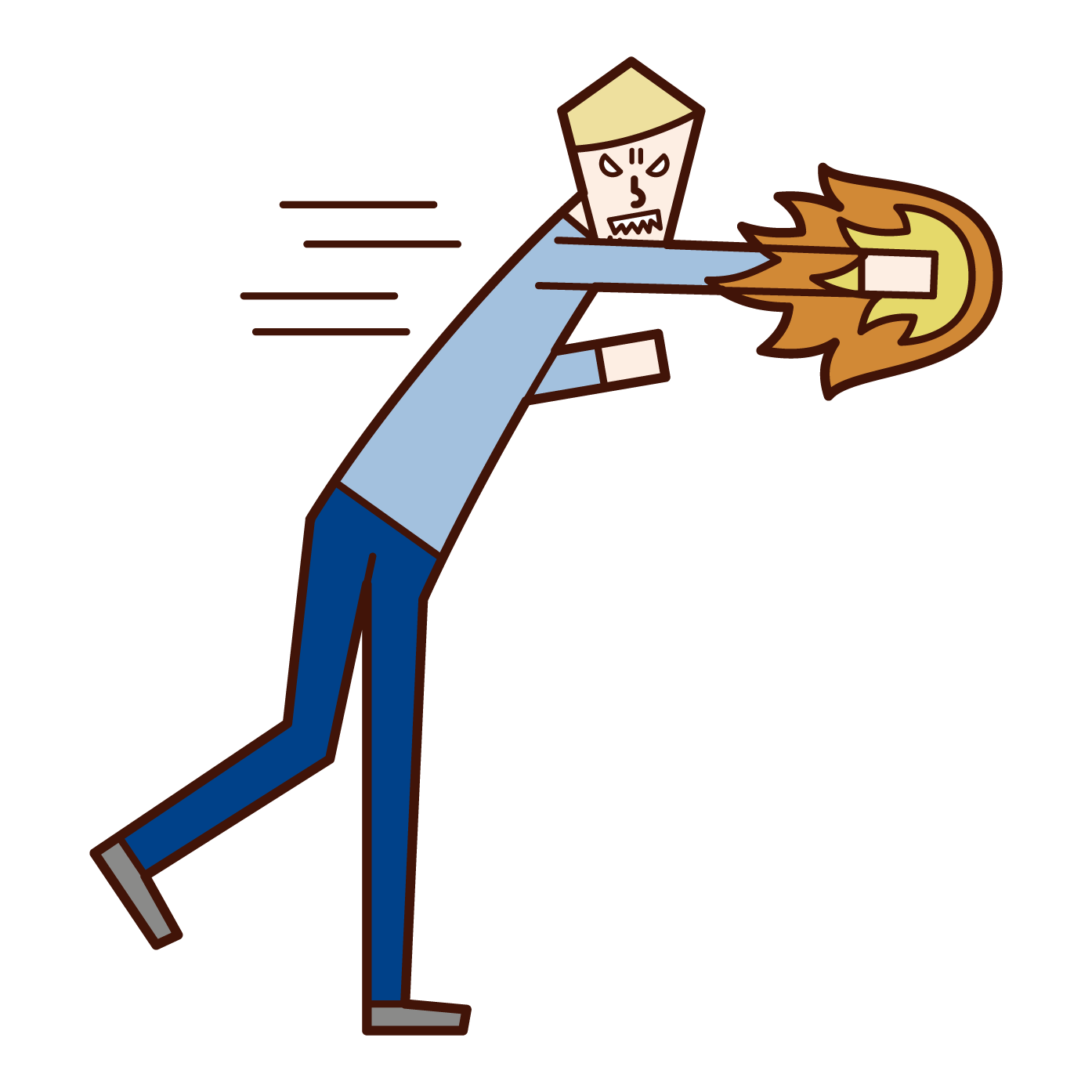 Illustration of a man (male) who shoots a punch of anger