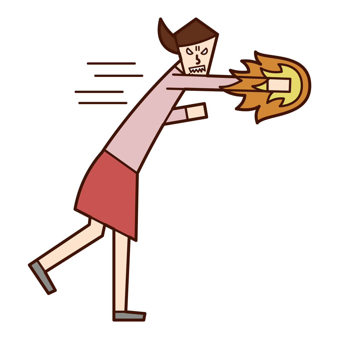 Illustration of a man (male) who shoots a punch of anger