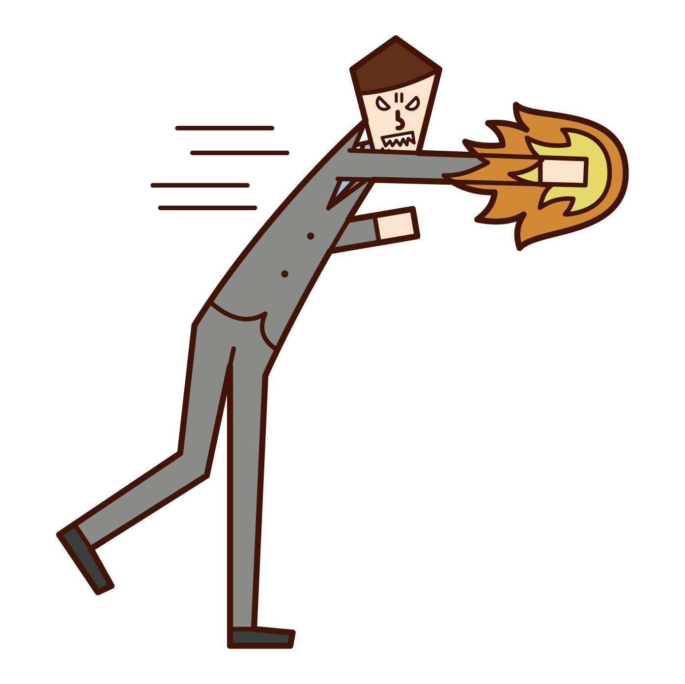 Illustration of a man (male) who shoots a punch of anger