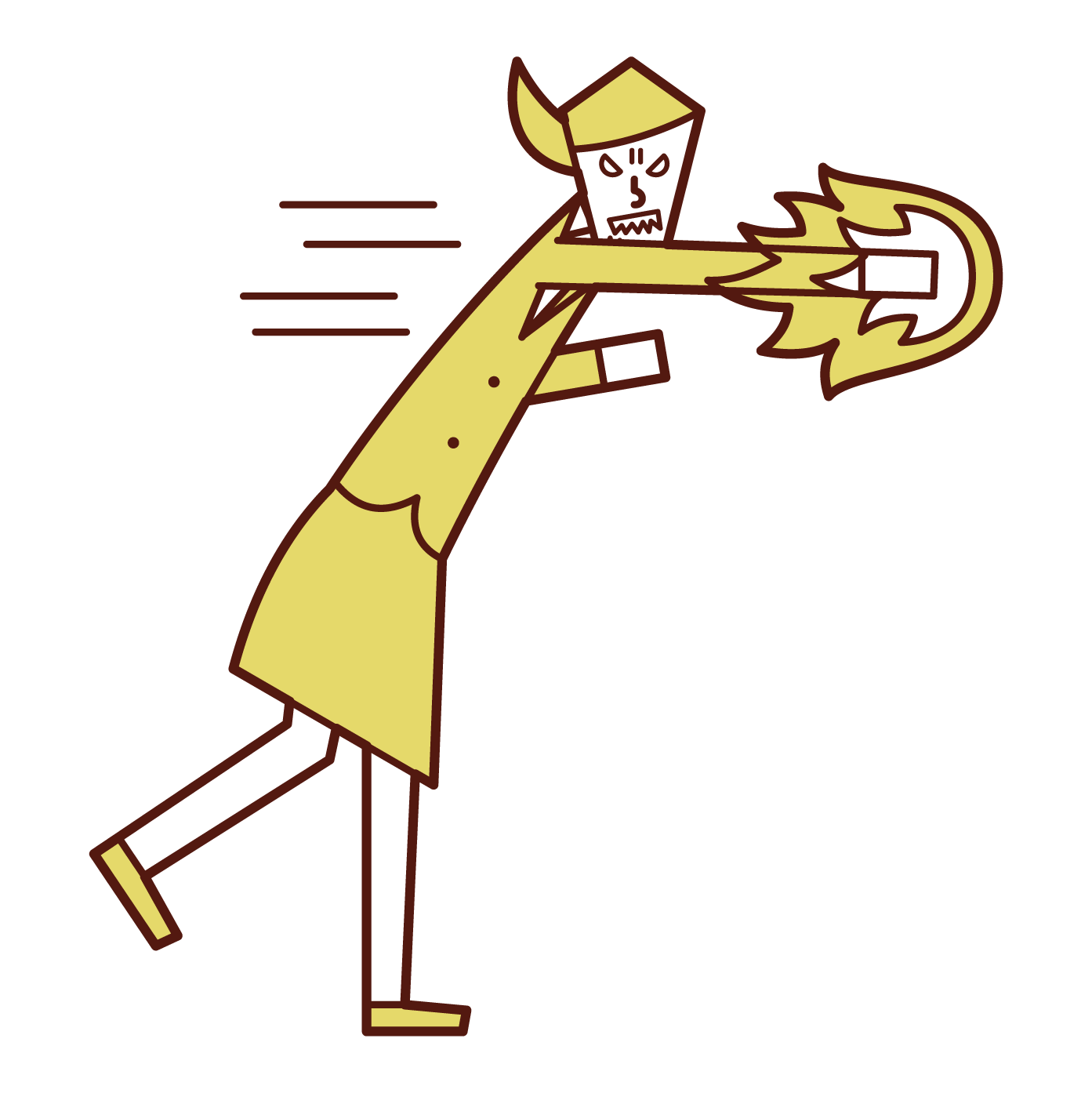 Illustration of a woman who shoots a punch of anger