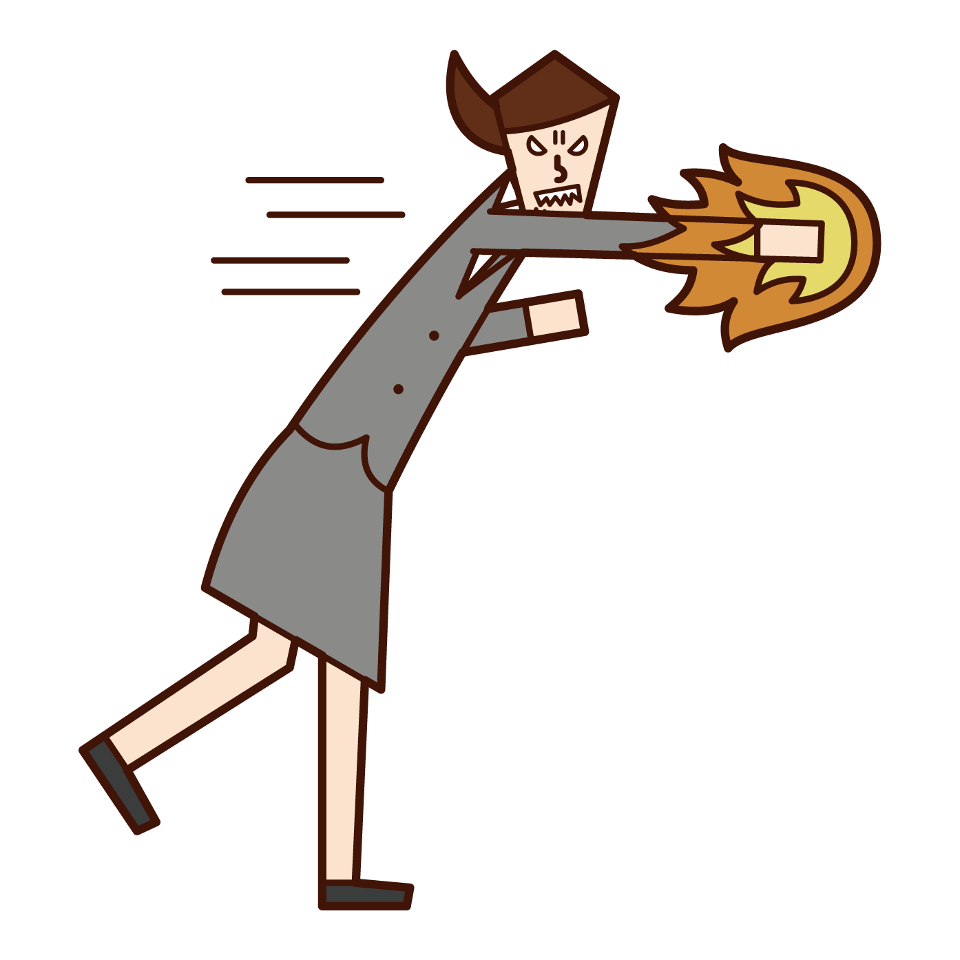 Illustration of a woman who shoots a punch of anger