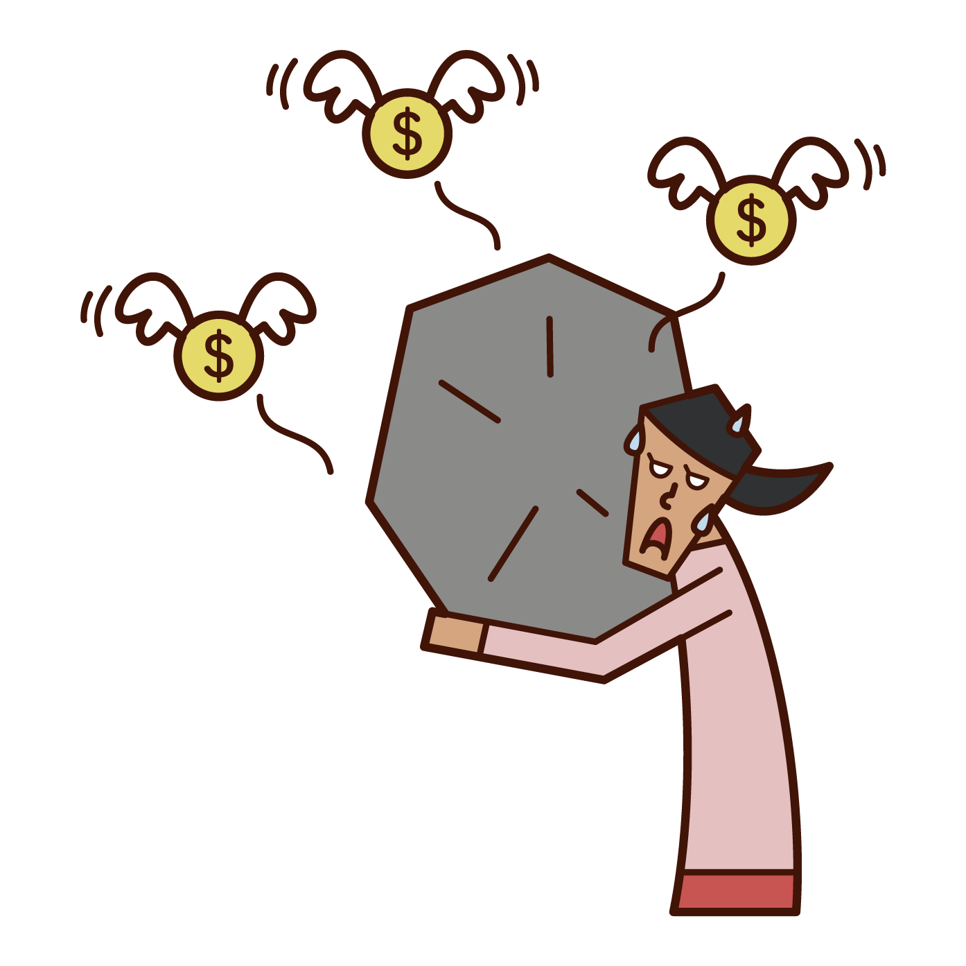 Illustration of a woman in debt