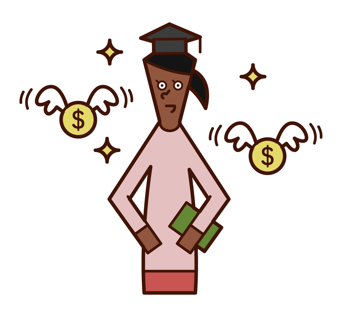 Illustration of a scholarship student (female)