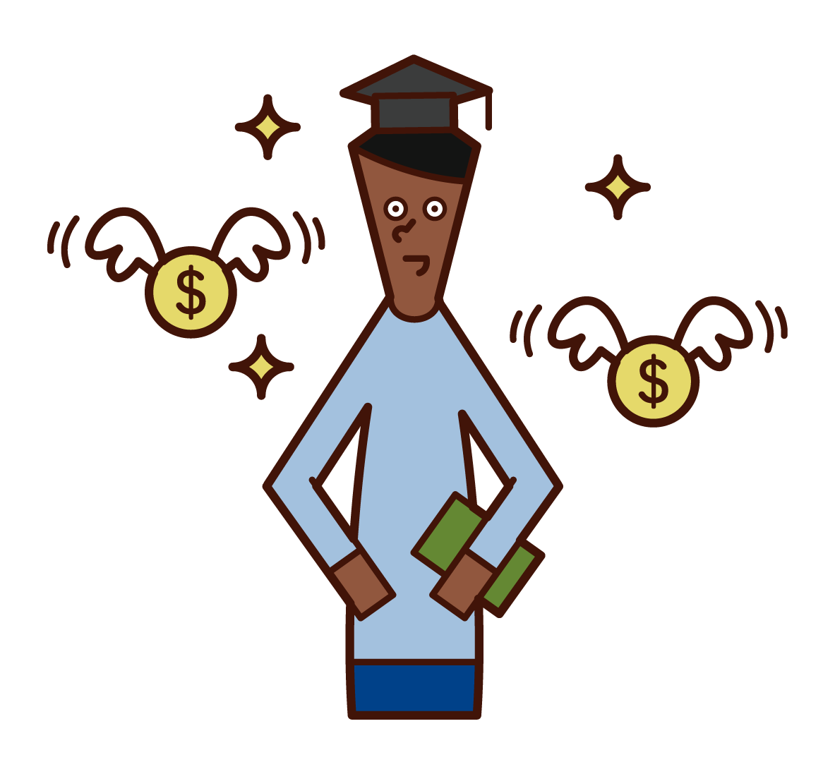 Illustration of a scholarship student (male)