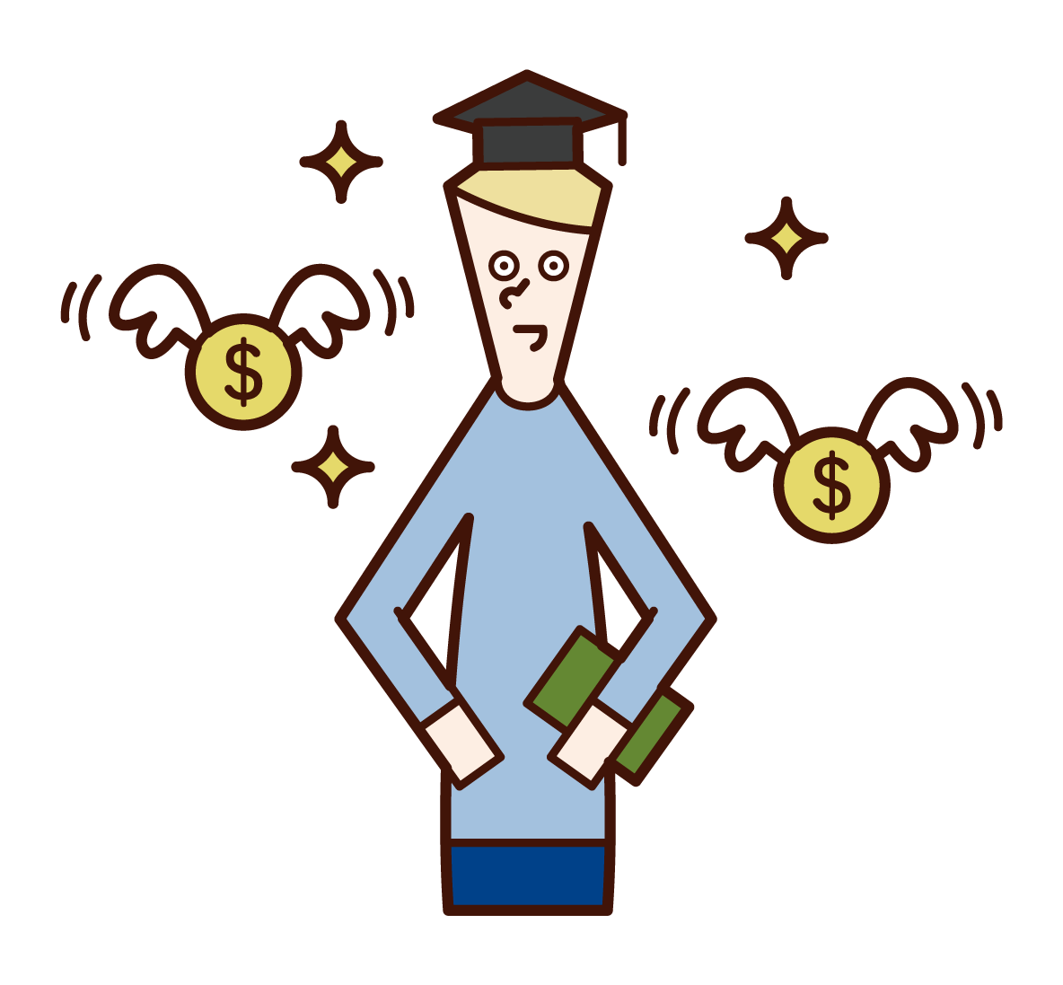Illustration of a scholarship student (male)