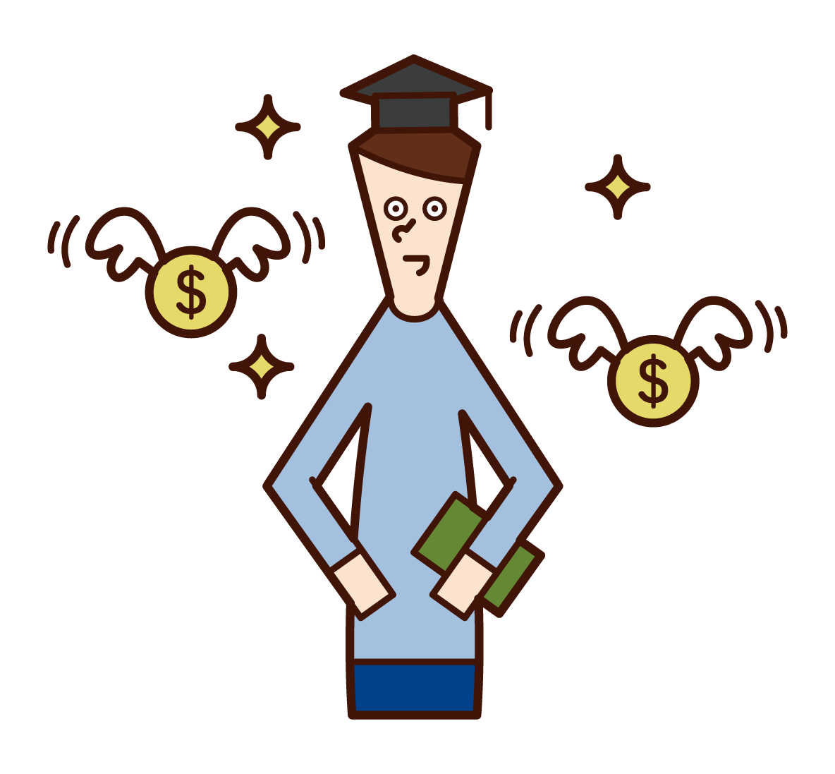 Illustration of a scholarship student (male)