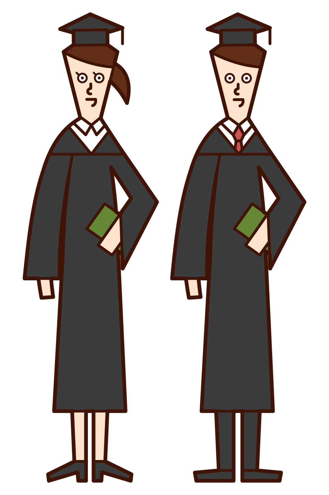 Illustration of graduating university students (upper body)