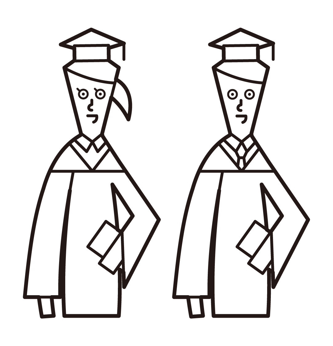 Illustration of graduating university students (upper body)