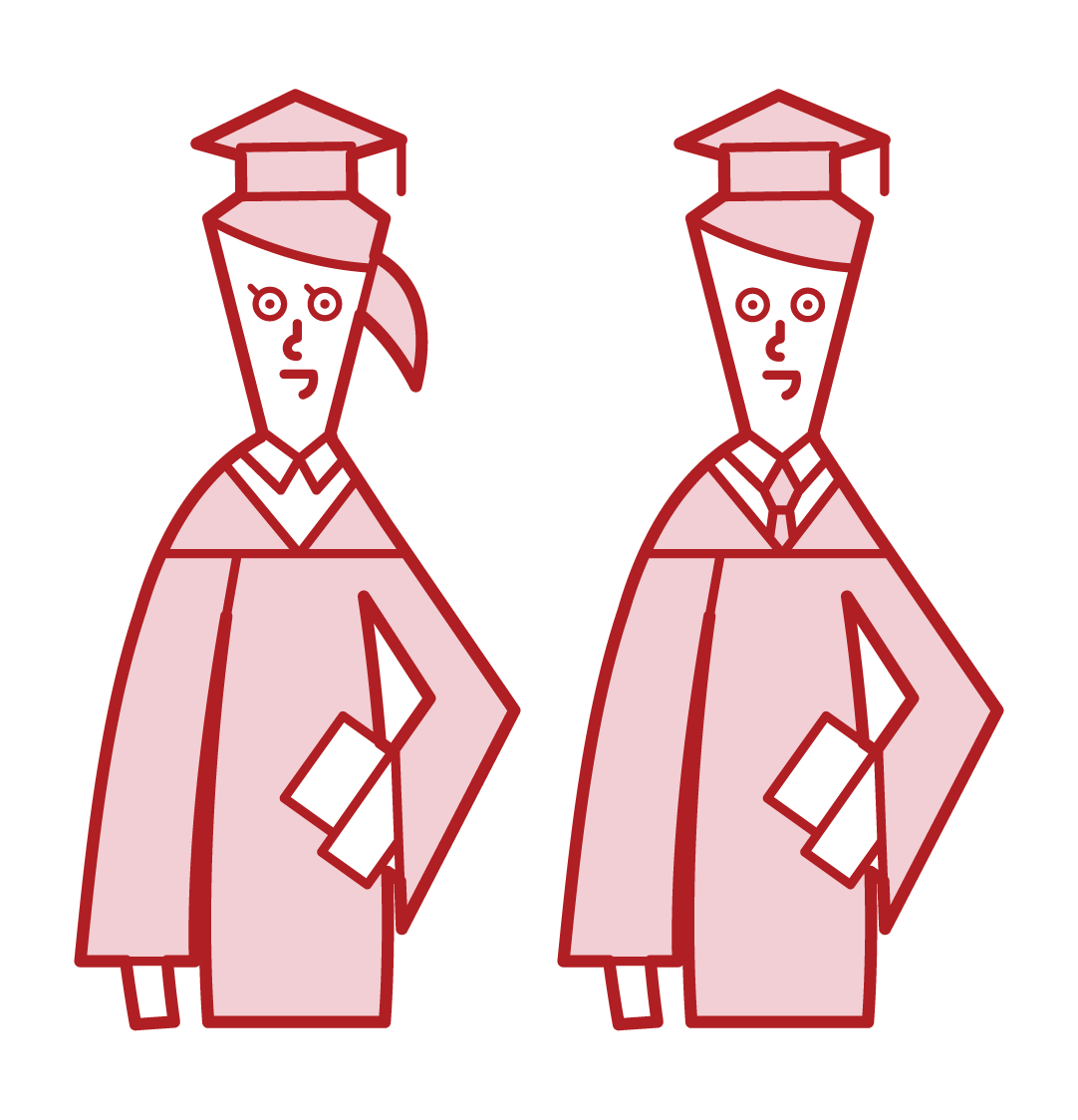 Illustration of graduating university students (upper body)