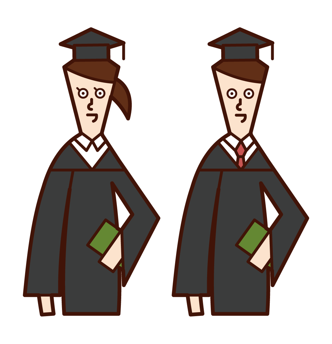 Illustration of graduating university students (upper body)