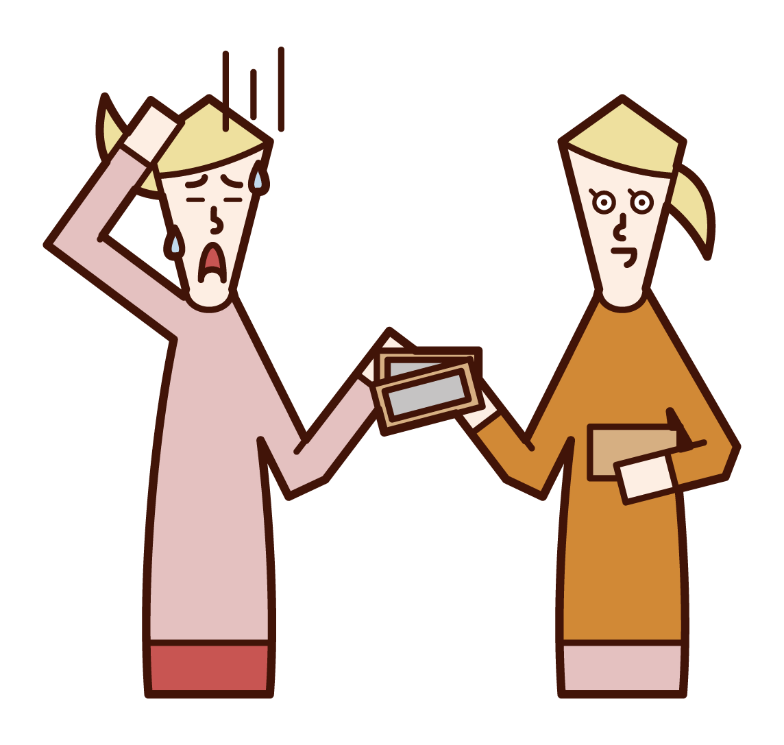 Illustration of a woman borrowing money from a friend