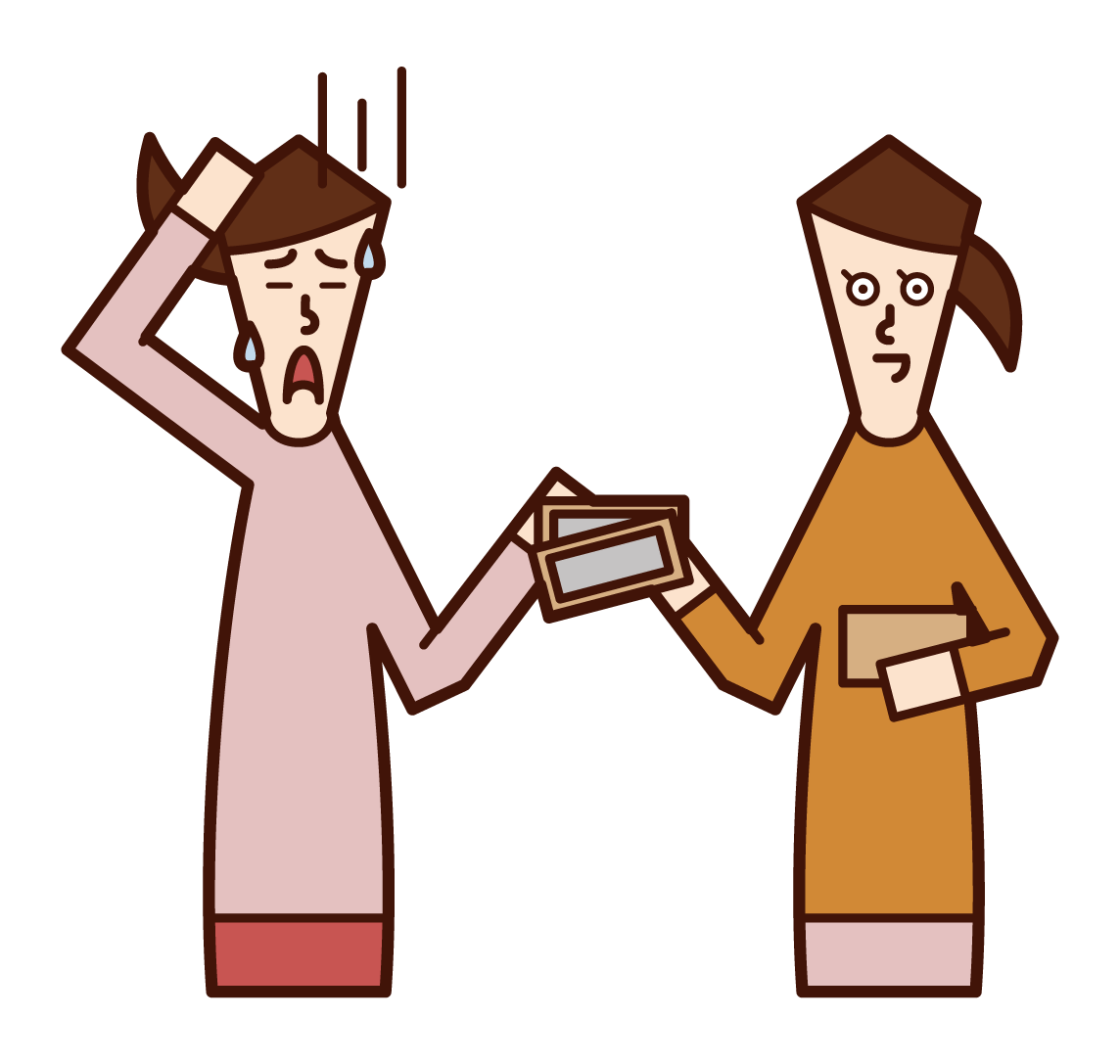 Illustration of a woman borrowing money from a friend